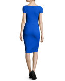 Meiko Asymmetric Sheath Dress, Cobalt