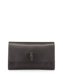 Bamboo Daily Leather Clutch Bag, Black