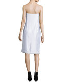 Layered Raised-Seam Satin Shift Dress