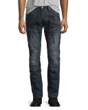 5620 3D Super-Slim Jeans, Dark Aged Splatter