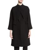 Double-Cloth Bracelet-Sleeve Coat, Black