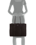 Small Suede Fringe Tote Bag, Black