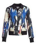 Abstract Ponte Bomber Jacket, Black/Multicolor