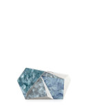Azura Asymmetric Minaudiere, Blue/Silver