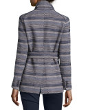 Pamona Surplice Tweed Jacket, Ivory/Navy