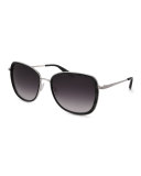 Tiegs Gradient Square Sunglasses, Black Marble/Silver