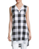 Sleeveless Gingham Layered Shirt