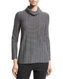 Long-Sleeve Raised-Stripe Top, Storm Gray