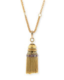 18K Gold Tassel Necklace with Pearls & Rubies