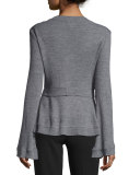 Ribbed Peplum Sweater, Gray