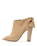 Dylan Bow Peep-Toe Bootie, Camel