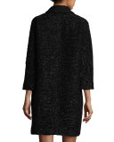 Alexis 3/4-Sleeve Lurex® Tweed Coat, Black