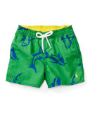 Shark Swim Trunks, Green, Size 9-24 Months