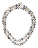 Multihued Simulated Pearl Necklace, White/Gray, 34"