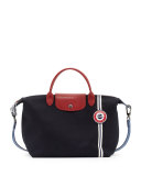 Le Pliage Cocarde Medium Handbag with Strap, Navy