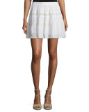 Francesca Crochet-Inset A-Line Skirt, Ivory