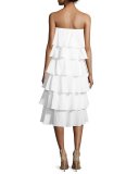Margi Tiered Strapless Midi Dress, White