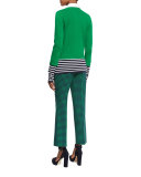 Layered Striped Crewneck Sweater, Garden