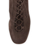 Milly Lace-Up Suede Bootie, Gray