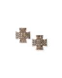 Pavé Diamond Maltese Cross Earrings