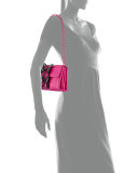 Crocodile Small Flap Shoulder Bag, Black