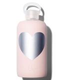 Glass Water Bottle, Silver Bougie Heart, 1L