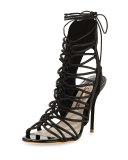 Lacey Lace-Up Gladiator Sandal, Black