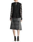 Prince of Wales Asymmetric Skirt, Black/Chalk