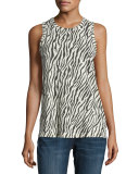 The Muscle Zebra-Print Tank, Dirty White