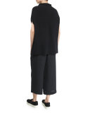 Funnel-Neck Cape-Sleeve Sweater