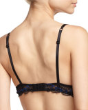 Dentelle Sapphire Demi-Cup Bra, Black/Blue
