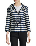 Corail Hooded Striped Satin Jacket