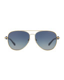 Gradient Chain-Link Aviator Sunglasses, Gold
