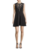 Aynn Pointelle-Inset Cocktail Dress, Black