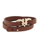 Men's Gancini Leather Wrap Bracelet, Brown