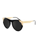 Zoubisou Cat-Eye Sunglasses, Black/Gold