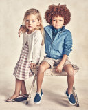 Short-Sleeve Mini Camber Check Shirt, Blue, Size 4-14