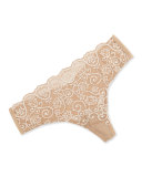 Double Take Cross-Dyed Lace Thong, Ivory