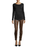 Snake-Print Ponte Skinny Pants 