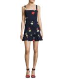 Babylon Ruffle-Hem Dress, Blue Pattern