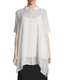 Short-Sleeve Sheer Boxy Tunic