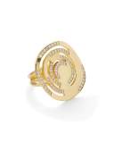 Senso Large Cutout 18K Ring with Diamonds, Size 7