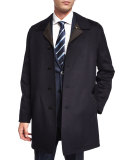 Reversible Button-Down Car Coat, Navy/Brown