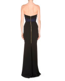 Devey Bustier Column Gown, Navy/Black
