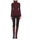 Long-Sleeve Cashmere/Silk Mock-Neck Pullover, Mangosteen/Aubergine