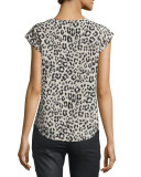 Iva Leopard-Print Silk Cap-Sleeve Top