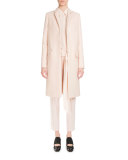 Button-Front Tie-Waist Blouse, Flesh