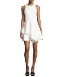 Lyla Sleeveless Handkerchief-Hem Dress, White/Black