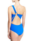 Teti One-Shoulder Cutout Swimsuit, Black