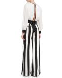 Dakota Pleated Tie-Waist Blouson Top